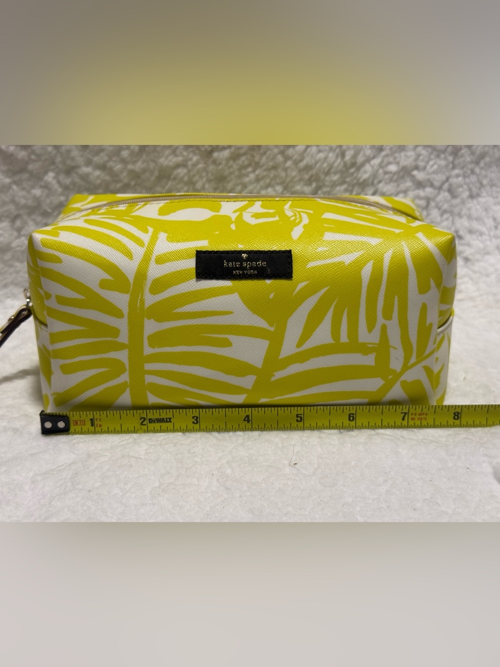 kate spade yellow and white palm print cosmetic pouch - Picture 7 of 8
